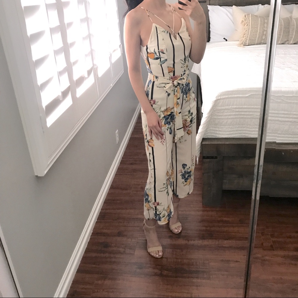 Sienna Sky Cream Floral Jumpsuit XS